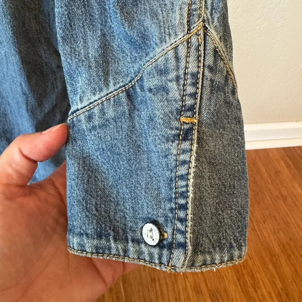 SOLD⚫️Rag & Bone Relaxed Fit Denim Shirt Dress Pockets Women’s Large - Picture 5 of 13